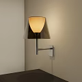 Modern Wall Lamp with Black Glass Shade and Warm Light Mounted on Beige Wall