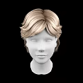 Blonde Wavy Short Hair Wig On White Mannequin Head