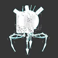 Orange And White Spider Legged Robot Game Movie Character With Antennas And Cartoon Design