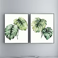 Watercolor Plant Paintings With Monstera Leaves Black Frames And White Background For Home Decor