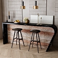 European-style bar stool combination 3d model