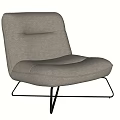 Modern Gray Upholstered Lounge Chair With Padded Seat And Black Metal Legs