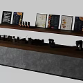 Modern Bar Counter With Glasses Coffee Machine Milk Frother And Menu Boards On Wooden Top