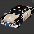 Vintage Police Functional Vehicle Model Featuring Red Siren Light Black White Color And Star Badge