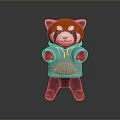 Adorable Red Panda Figurine Wearing Gray Hoodie In Standing Pose With Cute Features