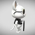 Cartoon White Cat Wearing Black Sunglasses Black T-shirt Hang Me Please Text Holding Black Board