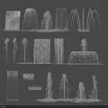 Various Water Fountain Designs Including Columns Sculptures And Water Curtains