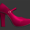 Bright Pink Mary Jane Style Shoes With Block Heel And White Sole