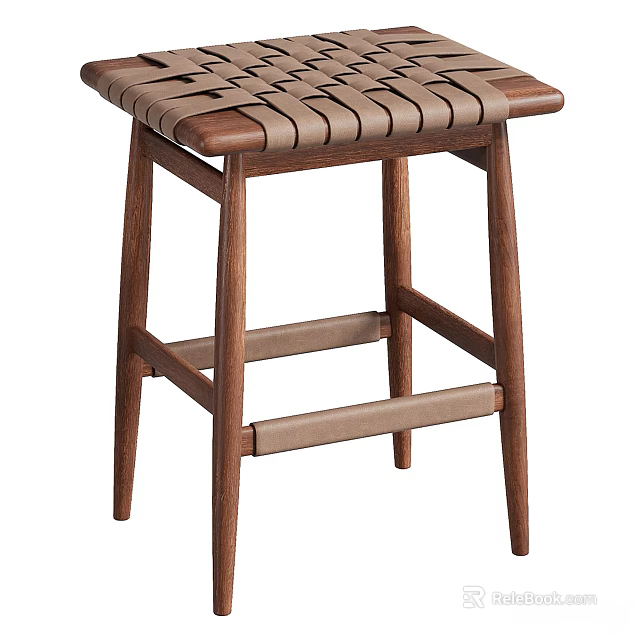 Modern Wooden Leisure Chair With Woven Seat And Sturdy Frame Design 3d model 