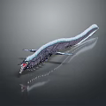 Game Movie Character 3D Dragon Design With Long Body Red Eyes And Blue Gray Wings