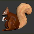 Cute Orange White Squirrel Game Movie Character Holding White Cup Sitting On Dark Background