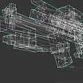 Futuristic 3D Weapon Model With Mechanical Components And Purple Details