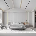 Modern Bedroom Interior Design With Bed Nightstands Wall Art And Area Rug