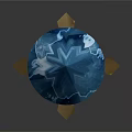 Blue Crystal Gemstone On Golden Decorative Stand With Petal Design
