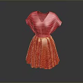 Women's Red Striped Short Sleeve Flared Dress For Daily Casual Wear