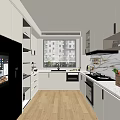 Modern Kitchen Interior With White Cabinets Island Counter Appliances And Window