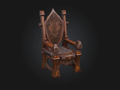 Vintage Carved Wooden Armchair With Ornate Backrest And Decorative Legs 3d model