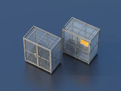 Two Practical Metal Mesh Storage Cages With Doors For Household Use 3d model