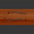 Wooden Table With Two Rifles And A Small White Box On Surface 3d model
