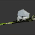 Traditional Wooden House With Grass Roof Stone Walls And Adjacent Building In Green Field