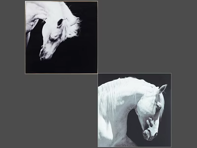 Modern Wall Decor With Black And White Horse Paintings For Home Interior 3d model