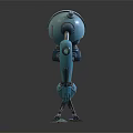 Two Teal Mechanical Robots With Detailed Body Structure And Limb Design