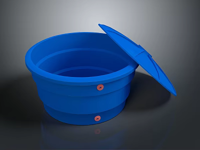 Blue Collapsible Plastic Bucket With Lid For Daily Household Storage 3d model