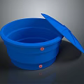 Blue Collapsible Plastic Bucket With Lid For Daily Household Storage