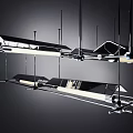 Modern Linear Chandeliers With Sleek Metal Frame And Contemporary Geometric Design Structure
