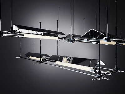 Modern Linear Chandeliers With Sleek Metal Frame And Contemporary Geometric Design Structure 3d model