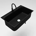 Black Single Bowl Kitchen Sink With Modern Faucet And Drain