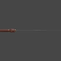 Traditional Long Sword With Silver Curved Blade And Brown Wooden Handle On Red Background