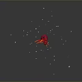 Vibrant Red Aquatic Crab Swimming With Bubbles In Underwater Space