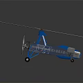 Blue and White Lightweight Helicopter with Single Main Rotor and Landing Gear