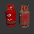 Red Propane Cylinders Showing New and Worn Conditions on Black Background