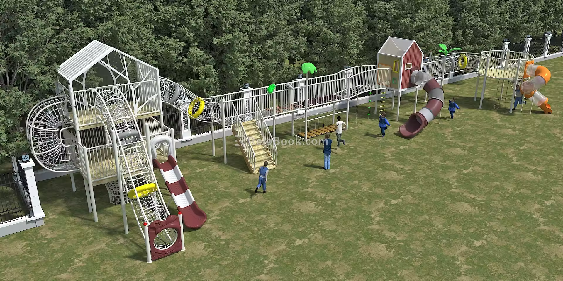 Outdoor kindergarten large amusement equipment non-standard toy combination large slide combination 3d model
