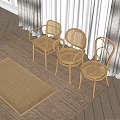 Cozy Indoor Rattan Leisure Chairs With Light Wooden Frame Soft Rug And Curtains