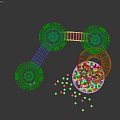 Kids Playground Equipment With Spiral Slide Climbing Net Wooden Cabins And Ball Pit