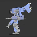 Futuristic Blue Mechanical Robot Character With Metallic Limbs And Detailed Joints