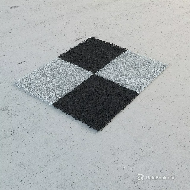 Square Rug With Black And White Checkered Pattern For Modern Home Decor 3d model 