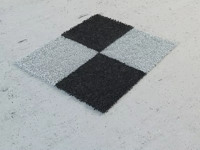 Square Rug With Black And White Checkered Pattern For Modern Home Decor 3d model