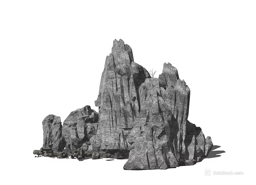 Artistic Natural Rock Garden Ornament With Unique Formation For Landscape Design 3d model 