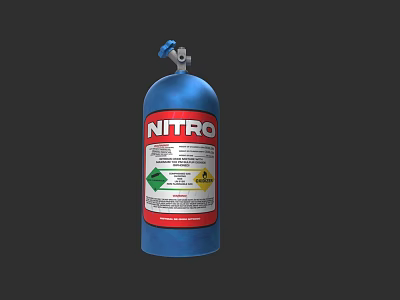 Car Nitro Cylinder For Tire Inflation With Safety Label And Blue Design 3d model