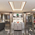 Modern Liquor and Tobacco Store Interior with Luxurious Counter and Display Shelves