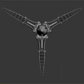 Mechanical Trident Weapon With Sharp Edges And 3D Metallic Model Design