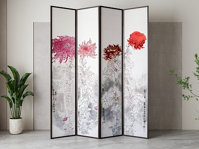 New Chinese-style screen partition 3d model