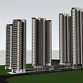 Modern High Rise Residential Buildings With Glass Facades And Green Landscaping