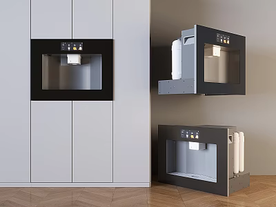 Sleek Modern Kitchen Appliances Featuring Wall Mounted And Freestanding Designs In Interior Setup 3d model