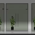 Modern Transparent Glass Sliding Doors As Interior Partitions With Green Plants In Home Decor