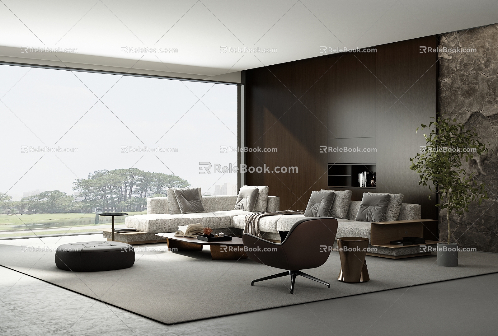 Italian Minimalist Living Room 3d model